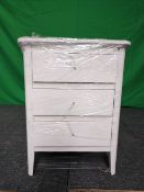Roseland Furniture Chester White 3 Drawer Bedside Cabinet RRP £145 - ROS-OUT-00503
