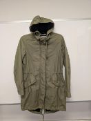 Levi Strauss Parka Fur Trimmed Hooded Green And White XS Womens Jacket RRP £110 - JPS-DSV-00197