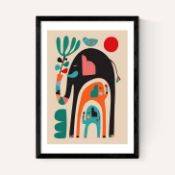 East End Prints East End Prints Three Elephants by Rachael Lee 30x40 Oak Framed Art Print RRP Â£60.0