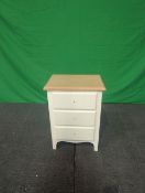 Roseland Furniture Celine Coconut White & Oak 3 Drawer Bedside Table RRP £145 - ROS-OUT-01414