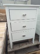 Roseland Furniture Chester White 3 Drawer Bedside Cabinet RRP £145 - ROS-OUT-00148
