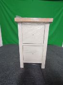 Roseland Furniture Farro Coconut White & Oak Slim Bedside Table RRP Â£95 - ROS-OUT-00502