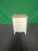 Roseland Furniture Celine Coconut White & Oak 3 Drawer Bedside Table RRP £145 - ROS-OUT-01361