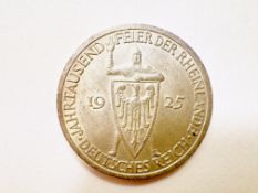3 Mark Weimar 1925 Rheinland vz-st