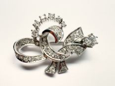 Brosche 750er Weissgold 10g mit ca. 1,8 ct natürlichen Diamanten