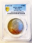 3 Mark 1911 Kaiserreich Bayern PCGS MS64
