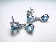 Ohrstecker 9 kt (375er) Weissgold mit Aquamarinen