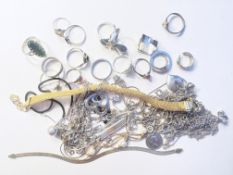 Konvolut Silberschmuck Ringe, Ketten, etc., 138,39g
