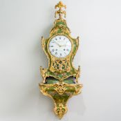 Wanduhr mit Konsole 1,26 m Vernis Martin sign. PERRENET A BONNE Frankreich 18. Jhd