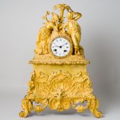 Große Kaminuhr Empire Pendule mit Paar unter Palme, Frankreich 18. Jhd.