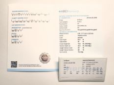 Natürlicher Diamant 0,2ct, Brillantschliff, Farbe G, Reinheit si1, HRD Antwerpen Zertifikat