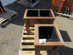 32'' X 18'' X 24'' RAISED 2 POT CEDAR PLANTER BOX, & 20'' X 20'' X 24'' RAISED 1 POT CEDAR PLANTER