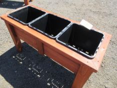 46'' X 18'' X 24'' 3-POT RAISED CEDAR PLANTER BOX (UNUSED)