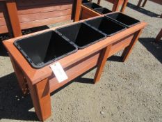 5' X 18'' X 24'' 4-POT RAISED CEDAR PLANTER BOX (UNUSED)