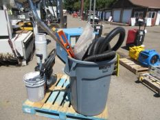 ASSORTED ADHESIVE, SHOVELS, VACUUM HOSE & ASSORTED HAND TOOLS