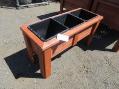 46'' X 18'' X 24'' 3-POT RAISED CEDAR PLANTER BOX (UNUSED)