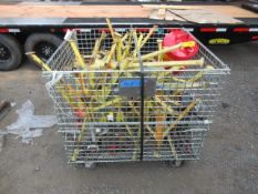 ASSORTED SUMNER PIPE STANDS W/ ADJUSTABLE HEADS & 48'' X 40'' WIRE STEEL CRATE