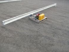 22' CRANE I-BEAM W/ CENTURION 1-TON ELECTRIC CHAIN HOIST W/ REMOTE & RIDGIT 2000LB I-BEAM TROLLEY,