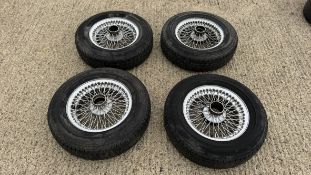 Set of Four Jaguar E-Type Wire Wheels with 185 HR 15 Tyres