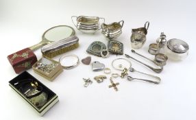 A collection of silver, white metal and other item
