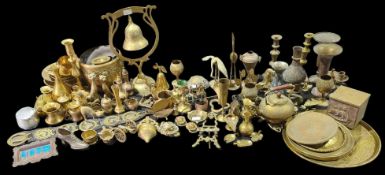 A large collection of brass and other metalware, t