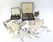 A collection of silver and silver plate