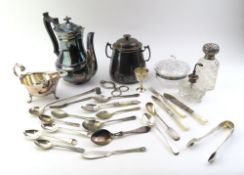 A collection of silver, silver plate and glassware
