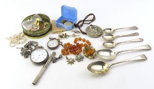 Two silver teaspoons and two silver tablespoons m