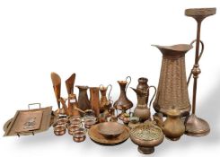 A large collection of copper and copper coloured m