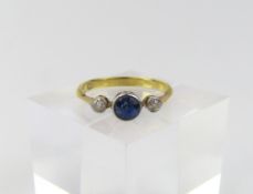 An early 20th century sapphire and diamond three s