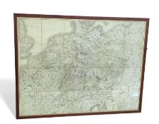 A framed 19th century linen back map by Mentelle a