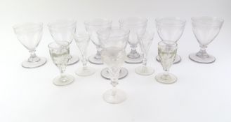 A set of seven glass rummers, probably 19th centur