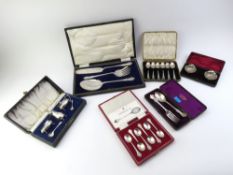 A collection of cased silver and silver plate