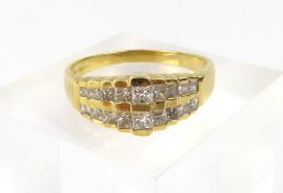 An 18ct gold Art Deco style two row diamond ring,