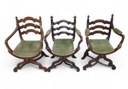 Three oak chairs with 