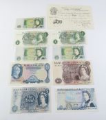 A collection of English bank notes to include - £1