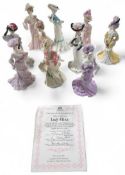Ten Coalport figures of ladies in period dress, to
