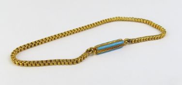 An unmarked trace link bracelet with a push clasp