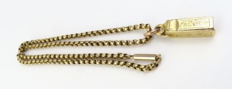 A 19th or 20th century hinged cuboid shaped pendant, marked ‘18ct’, eng