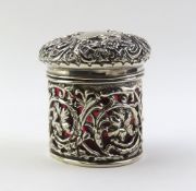 An interesting silver jar with punched body