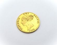 A Queen Victoria 1846 half sovereign, young head a