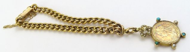 A curb link bracelet marked ‘15’, with a tongue and b