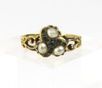 A 19th century, unmarked green stone and pearl