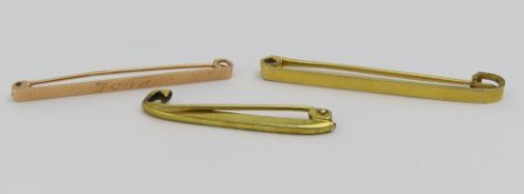 An 18ct gold plain tie pin, B H Joseph & Co (B