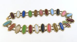 A 19th century plated harlequin gemstone necklace,