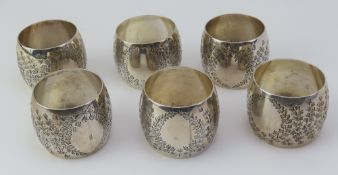 A set of six silver napkin rings