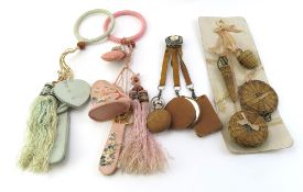 A collection of sewing, fabric and woven chatelain
