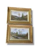 An unattributed pair of pastoral landscapes, early