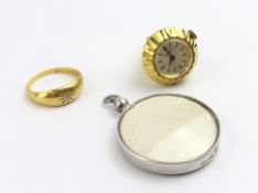An 18ct gold gypsy style ring, set with a single d