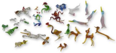 A collection of Murano glass animals dating to the